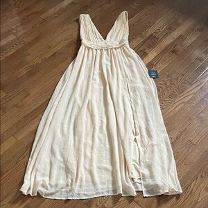 Lulus Heavenly Hues Chiffon Draped Maxi Gown Dress Womens medium NWT